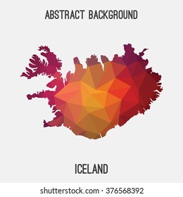 Iceland map in geometric polygonal style.Abstract tessellation,modern design background. Vector illustration EPS8
