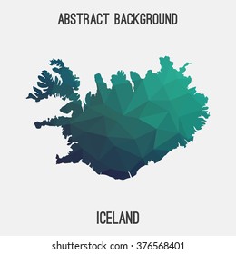 Iceland map in geometric polygonal style.Abstract tessellation,modern design background. Vector illustration EPS8