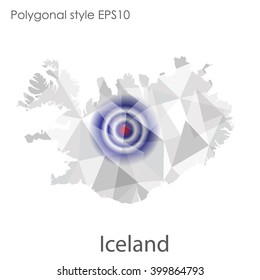 Iceland map in geometric polygonal style.Abstract gems triangle,modern design background.
