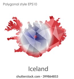 Iceland map in geometric polygonal style.Abstract gems triangle,modern design background.