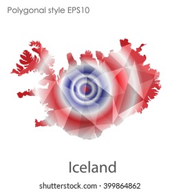 Iceland map in geometric polygonal style.Abstract gems triangle,modern design background.