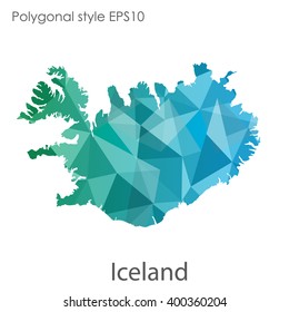 Iceland map in geometric polygonal style.Abstract gems triangle,modern design background.