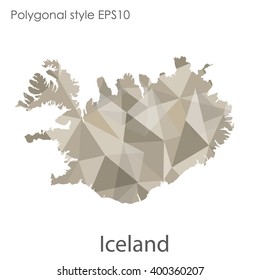 Iceland map in geometric polygonal style.Abstract gems triangle,modern design background.