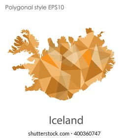 Iceland map in geometric polygonal style.Abstract gems triangle,modern design background.