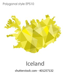 Iceland map in geometric polygonal style.Abstract gems triangle,modern design background.