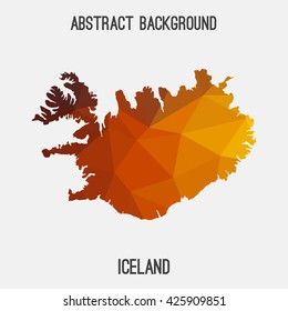 Iceland map in geometric polygonal style.Abstract tessellation,modern design background. Vector illustration EPS8