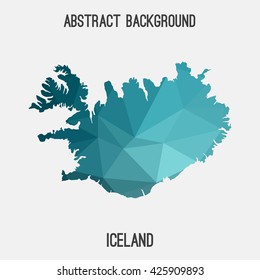 Iceland map in geometric polygonal style.Abstract tessellation,modern design background. Vector illustration EPS8