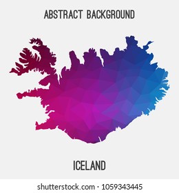 Iceland map in geometric polygonal,mosaic style.Abstract tessellation,modern design background,low poly. Geometric cover, mockup. Vector illustration.