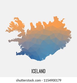 Iceland map in geometric polygonal,mosaic style.Abstract tessellation,modern design background,low poly. Geometric cover, mockup. Vector illustration.