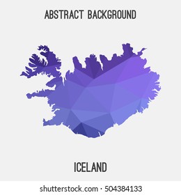 Iceland map in geometric polygonal,mosaic style.Abstract tessellation,modern design background,low poly. Vector illustration.