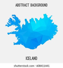 Iceland map in geometric polygonal,mosaic style.Abstract tessellation,modern design background,low poly. Vector illustration.