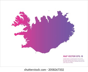 Iceland map gradient color . on white background. 