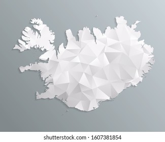 Iceland map gray in polygonal style on dark background. isolated vector illustration eps 10.