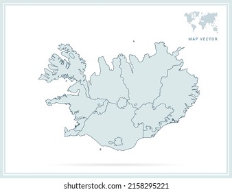 Iceland map green vector on white background.