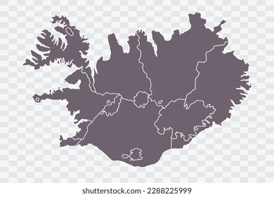 Iceland Map Grey Color on White Background quality files Png