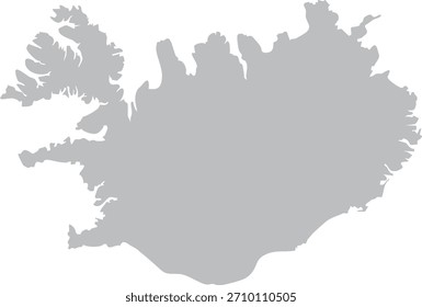 Iceland Map Grey Silhouette Editable Vector