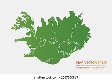 Iceland map High Detailed green color. on white background. Abstract design vector illustration eps 10