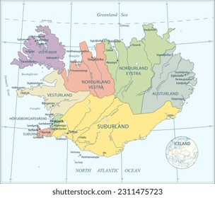 Iceland map - highly detailed vector illustration