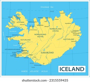 Iceland map - highly detailed vector illustration