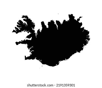 Iceland Map. Icelandic Country Map. Icelander Black and White National Nation Outline Geography Border Boundary Shape Territory Vector Illustration EPS Clipart