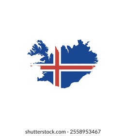 Iceland map icon. Iceland flag map. Vector illustration