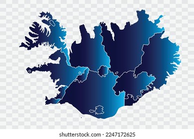 Iceland Map indigo Color on White Background quality files png
