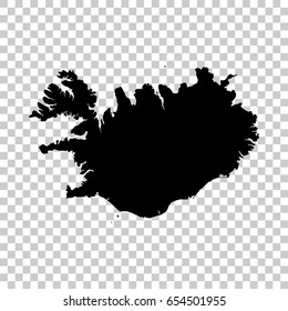 Iceland map isolated on transparent background. Black map for your design. Vector illustration, easy to edit.