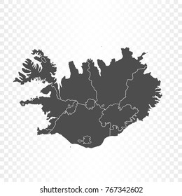 Iceland map isolated on transparent background