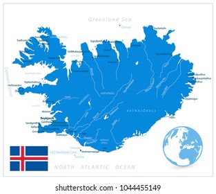 Iceland Map isolated on white. Vector illustration.