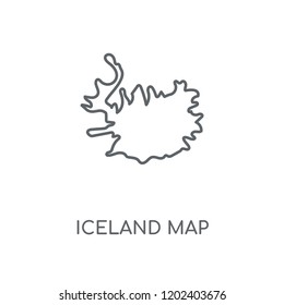 Iceland map linear icon. Iceland map concept stroke symbol design. Thin graphic elements vector illustration, outline pattern on a white background, eps 10.
