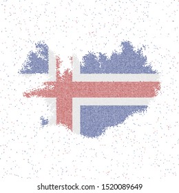 Iceland map in mosaic style with its flag. Vector illustration.
