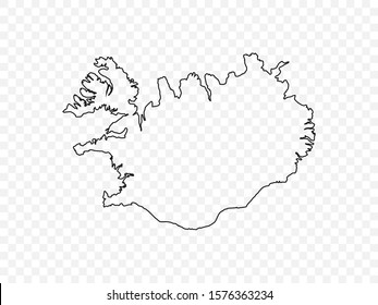 Iceland map on transparent background. Vector illustration.