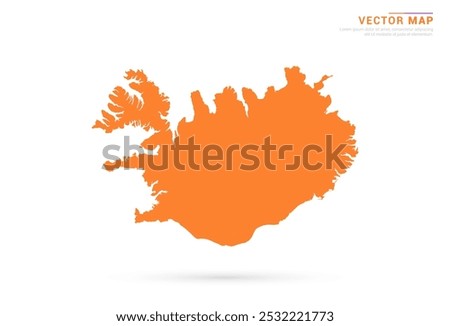 Iceland Map - Orange abstract style isolated on white background vector.