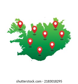 Iceland Map with pin location