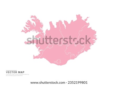 Iceland Map - Pink abstract style isolated on white background for infographic, design vector.