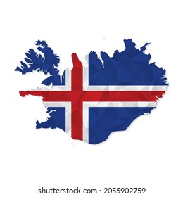 Iceland Map In Polygonal Style On White Background. Vector Illustration Eps 10.