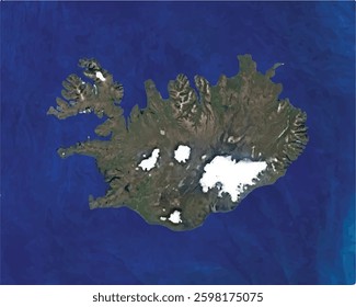 Iceland map with satellite view design style.