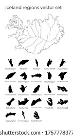 Island Karte mit Formen von Regionen. Leere Vektorkarte des Landes mit Regionen. Grenzen des Landes für Ihre Infografik. Vektorgrafik.