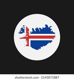 Iceland map silhouette with flag on white background