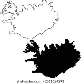 Iceland Map Silhouette Flat and Outline Design