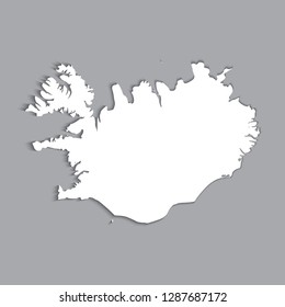 Iceland map silhouette with shadow effect. EPS10 vector with transparency organized in layers for easy editing.