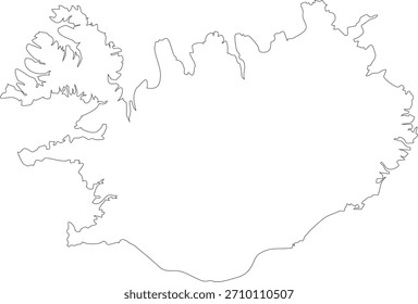 Iceland Map Stroke Outline Stroke Transparent Editable Vector