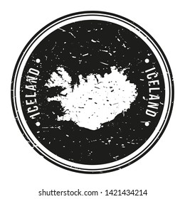 Iceland Map Symbol Round Design Stamp Travel and Business badge.