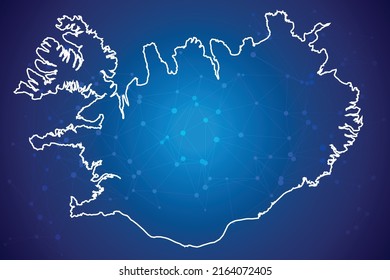 Iceland Map  Technology  with network connection background