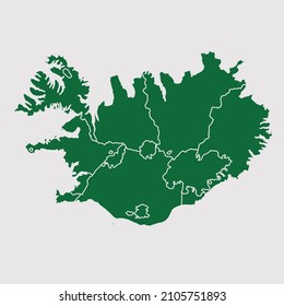 Iceland map vector, Abstract design vector illustration Eps 10. Green color palette color. High Detailed on white background.