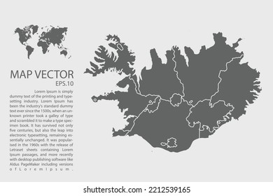 Island-Kartenvektor, abstraktes Design, Vektorgrafik Eps10. Hoch detailliert auf weißem Hintergrund.