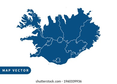 Iceland map vector, blue color . on white background. vector eps 10.