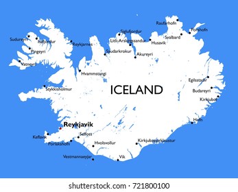 Iceland Map | Vector Detailed Color Iceland Map