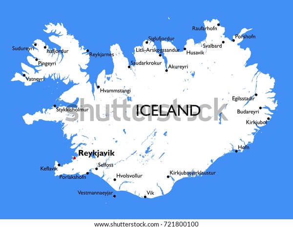 Iceland Map Vector Detailed Color Iceland Stock Vector (Royalty Free ...