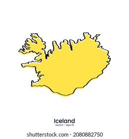Diseño de plantillas de ilustraciones de vector de mapas de Islandia. Estilo de esquema.